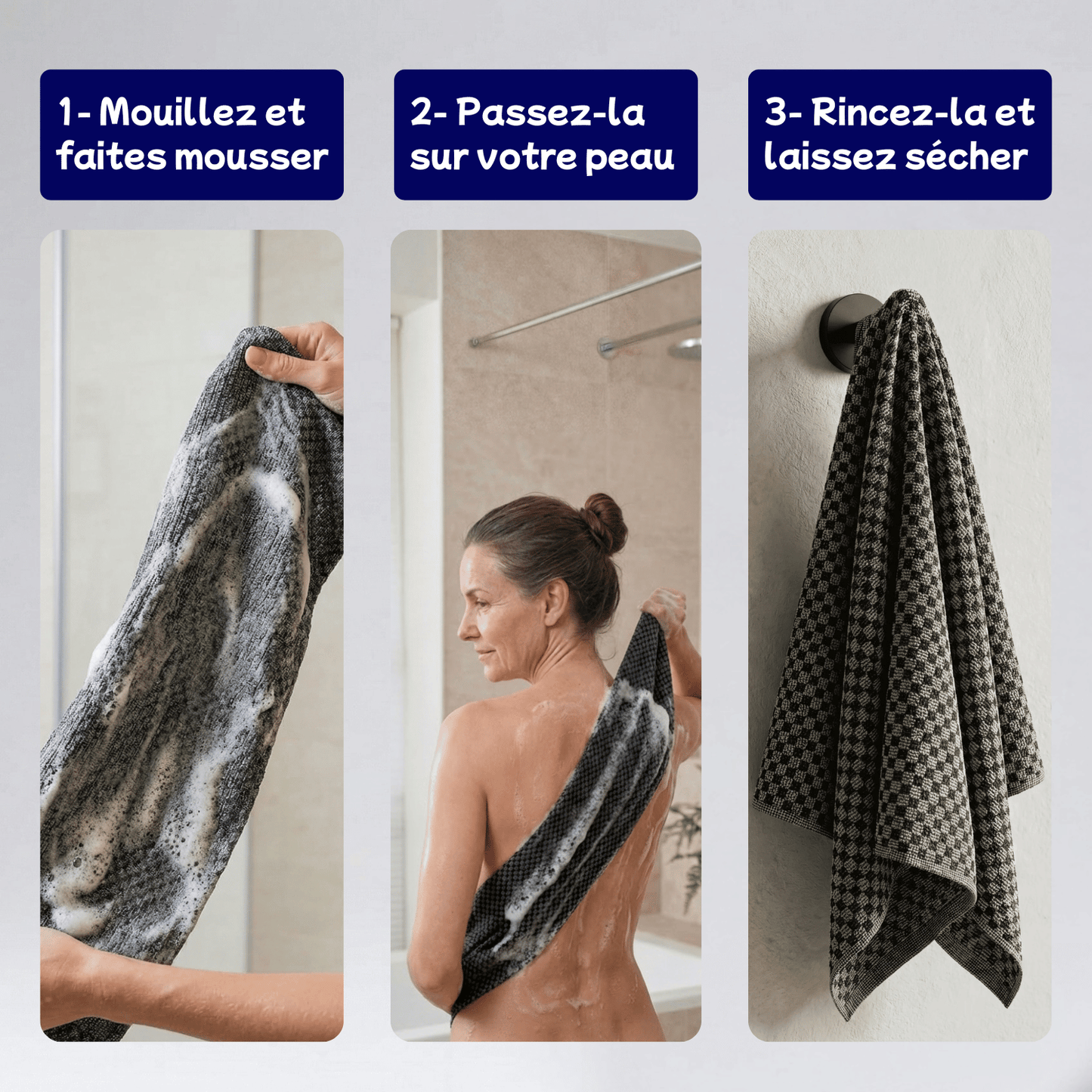 Pack de 3 Serviettes Exfoliante Japonaise